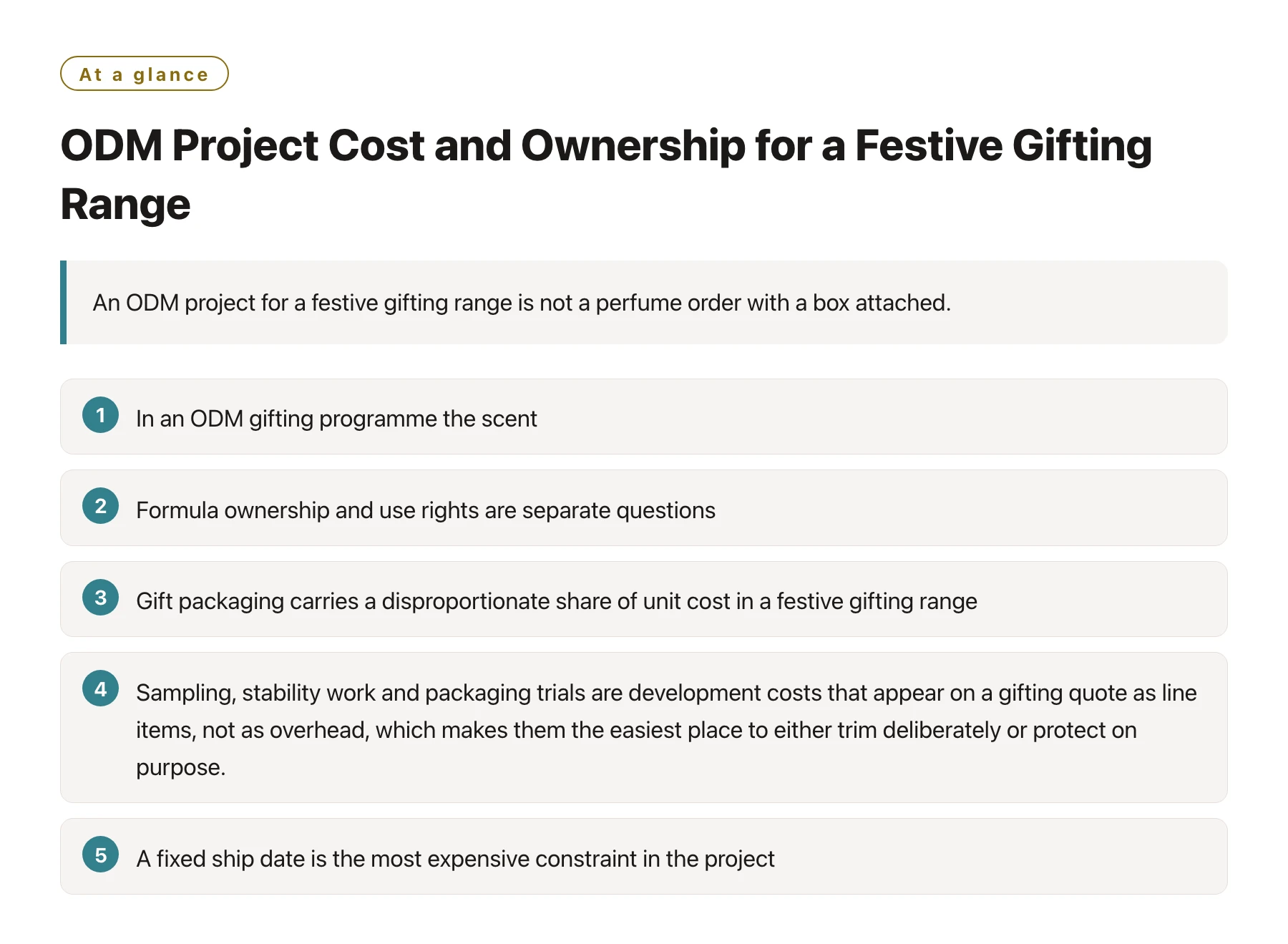 ODM Project Cost and Ownership for a Festive Gifting Range——全文要点速览